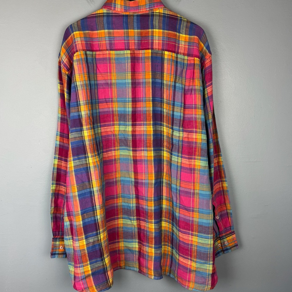 Tommy‎ Bahama Mens XXXL Colorful Plaid Linen Long Sleeve Button Up Shirt Coastal - Picture 5 of 8